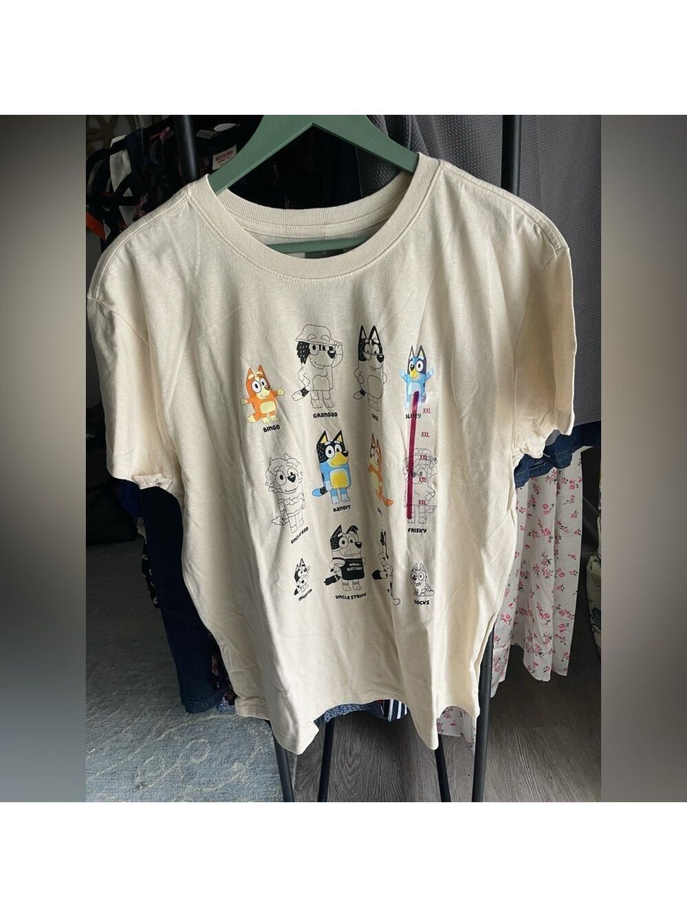 Blue Character Print T-Shirt - Cream